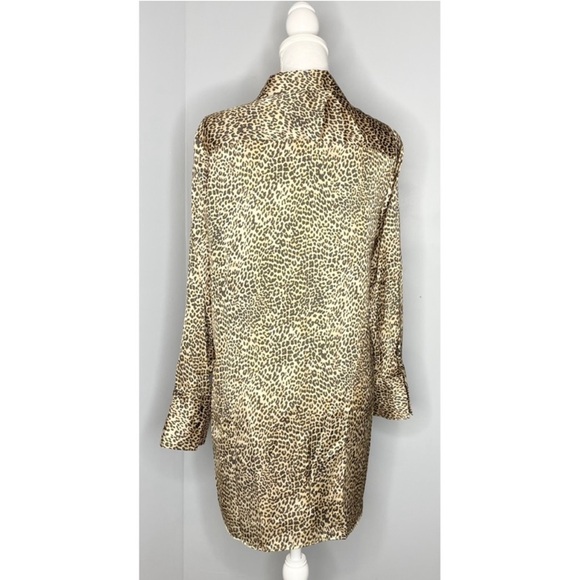 Zara TRF Leopard Animal Print Long Shirt Tunic Satin Mini Dress - Blogger Medium - Picture 6 of 9